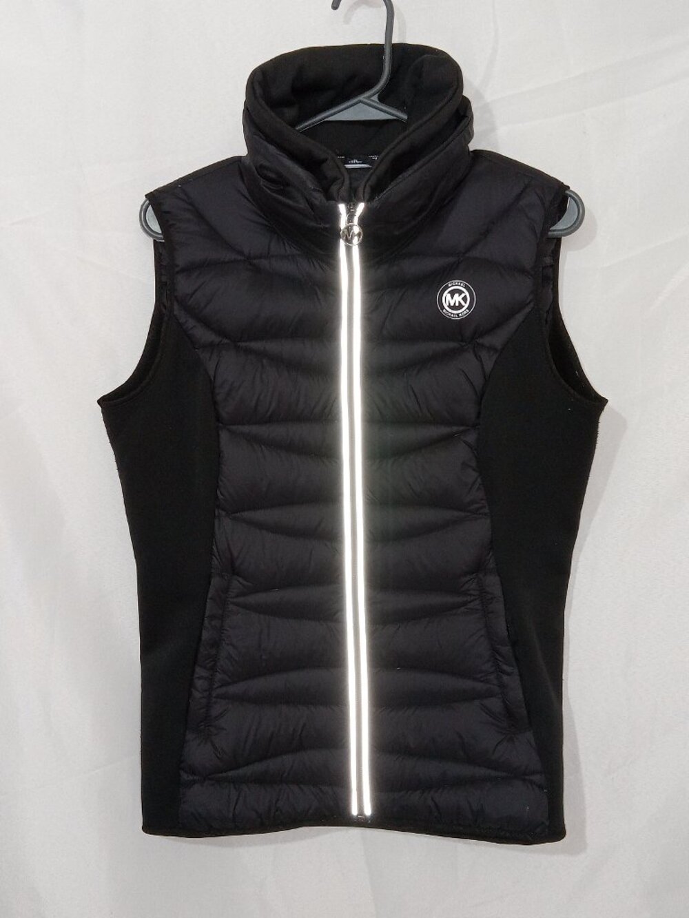 Michael Kors Puffer Vest Women's M Black Nylon Down Insulated Quilted Full Zip
